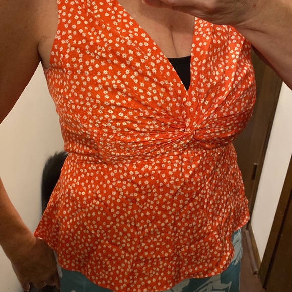 REBECCA TAYLOR silk blend sleeveless top. Back zipper. Peplum hem. Size US 8. - Picture 4 of 10